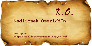 Kadlicsek Osszián névjegykártya